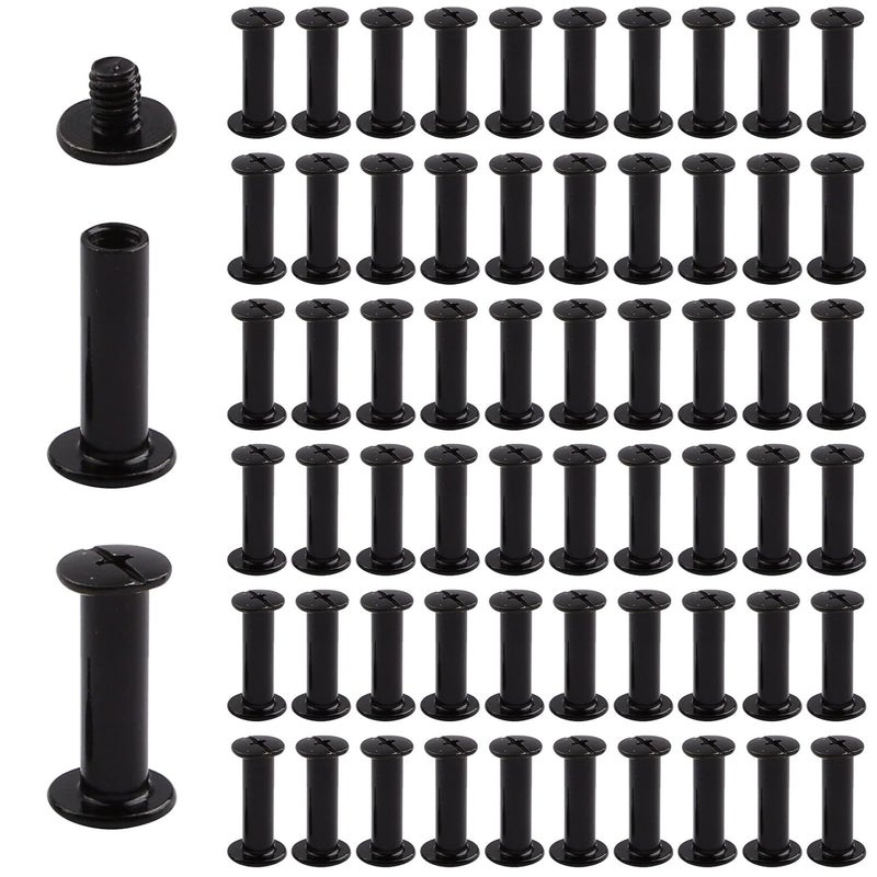 INCREWAY Phillips Screws, 60 Sets 5mm X 15mm Nickel Plated Chicago Binding Screws Round Cross Head Stud Screw, Black - Image 1
